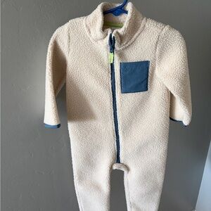 Carter's Cream Fleece Footie with Blue Details